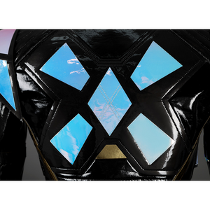 Game Rivals Emma Frost Cosplay Costume, the overcoat features geometric laser embellishments on the back.