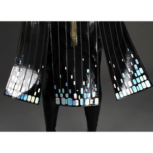 Game Rivals Emma Frost Cosplay Costume, the hem of the overcoat features laser embellishments.