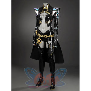 Game Rivals Emma Frost Cosplay Costume, the overall design of the outfit is bold, featuring a large waist chain.