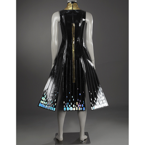 Game Rivals Emma Frost Cosplay Costume, the outfit is made entirely of black, accented with laser-cut material.