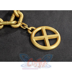 Game Rivals Emma Frost Cosplay Costume, a gold-colored metallic waist chain.