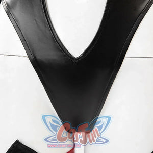 Invisible Woman Malice Cosplay costume details with black, silver accessories, and red design on a white background.