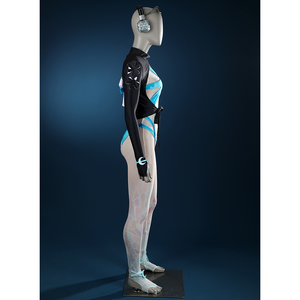 Game Rivals Luna Snow Cosplay Costume, the black top is fitted, side view.