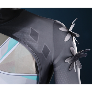 Game Rivals Luna Snow Cosplay Costume, the top has three-dimensional black flowers on the upper arm.