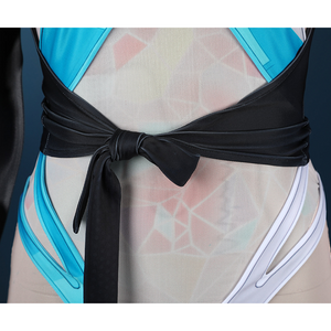 Game Rivals Luna Snow Cosplay Costume, the top has a tie at the bottom.