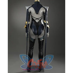 Game Rivals Ororo Munroe Cosplay costume's back of the garment is a cross-strap design, and the tight design enhances the sense of power and speed. There is a long ribbon on each shoulder.