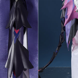 Genshin Impact Durin cosplay costume lower body dark blue skirt pink heart detail tail accessory