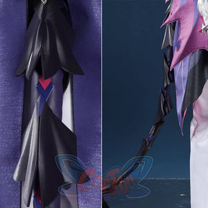 Genshin Impact Durin cosplay costume lower body dark blue skirt pink heart detail tail accessory