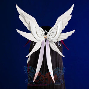 Columbina cosplay costume white wing headpiece accessory with intricate feather design