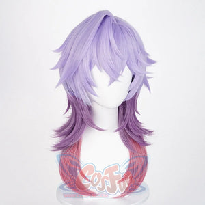 Durin cosplay wig right side view with purple-pink gradient and multi-layered textured styling