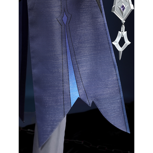 Genshin Impact Flins Cosplay Costume, A dark blue shawl with printed patterns.
