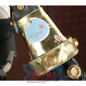 Genshin Impact Jahoda Cosplay Costume right sleeve, pink and blue graffiti cat on the sleeves