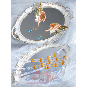 Nicole cosplay costume ornaments including pink leaf earrings and waist chain with orange flowers