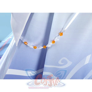 Nicole cosplay costume waist chain accessory with orange flower charms on purple gradient skirt