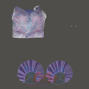 Glinda Cosplay Costume Premium Version, includes dress, flutter sleeves, earrings.