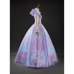 Glinda Cosplay Costume Premium Version, the side profile showcases a cinched waist design.