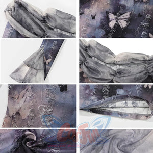 Gothic Butterfly Tie-Dye Off-Shoulder Top