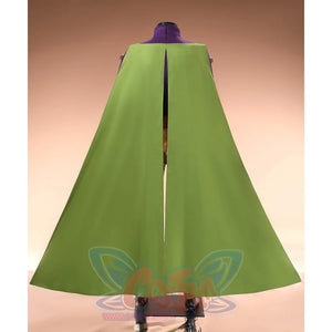 Gyro Zeppeli cosplay green cape full back view with center split and shoulder details