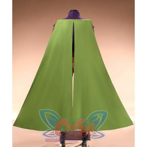 Gyro Zeppeli cosplay green cape full back view with center split and shoulder details