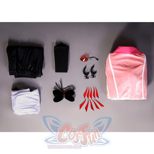 Complete Alastor cosplay costume set laid flat