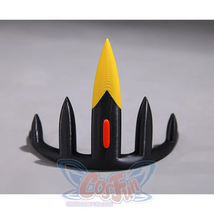 Charlie cosplay costume black crown headdress with yellow spike and red center detail