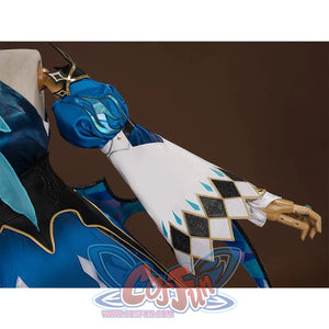 Honkai: Star Rail Cerydra Cosplay Costume's left sleeve has a white background with gold diamond patterns.