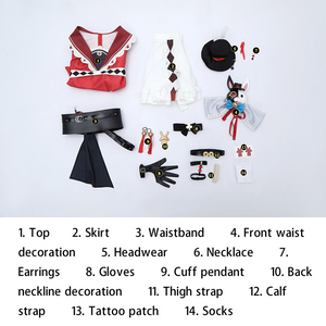 Sparkle cosplay complete set layout showing all costume parts