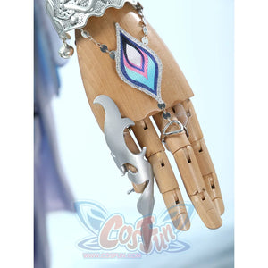 Yao Guang cosplay hand accessory set with beige gloves, silver rings, and diamond-shaped ornaments