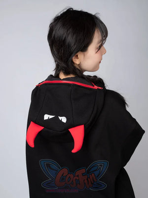 Original Oversized Black Bat Hooded Sweatshirt N00716 Sweatshirt