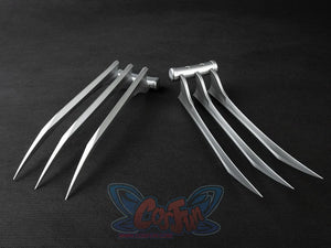Wolf Claw Silver Blade cosplay prop sets a side profile view beside a top-down handle detail view.