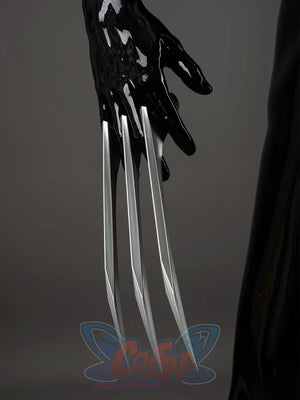 Wolf Claw Silver Blade cosplay prop anchors shiny silver triple claws across the knuckles of a black glove.