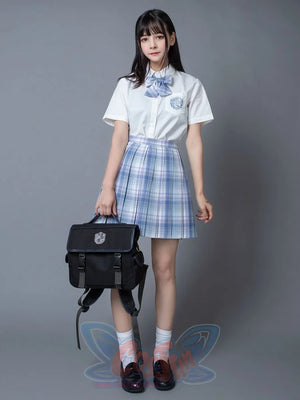 Clear Sky Jk School Uniform Blue Plaid Pleated Skirt Mp006132