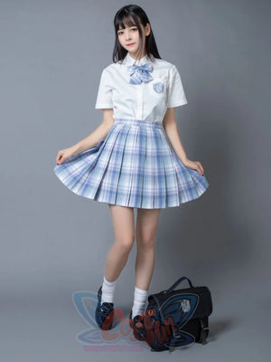 Clear Sky Jk School Uniform Blue Plaid Pleated Skirt Mp006132