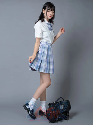 Clear Sky Jk School Uniform Blue Plaid Pleated Skirt Mp006132