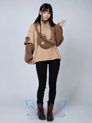 Winter Bear Detachable Bag Fake Two-Piece Fleece Hoodie Mp006068 Sold Out! Sweatshirt