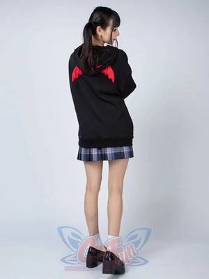Little Devil Wings Character Oversize Hoodie Sweatshirt Mp005920
