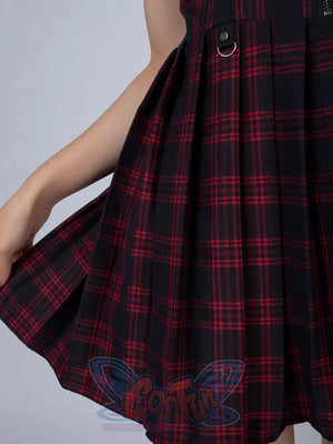 Gothic Grunge Spaghetti Strap Plaid Mini Dress Mp005895 Dress