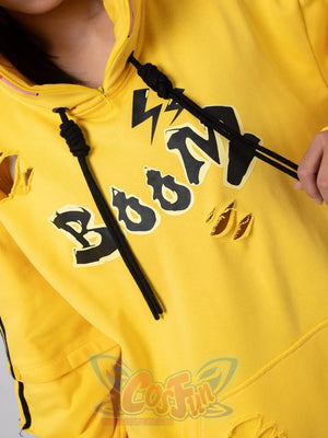 Cosfun Original Cute Electric Critter Yellow Grunge Cosplay Full Zip Hoodie A00006 Sweatshirt