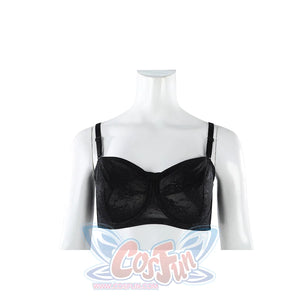 Ida cosplay costume black lace bra top close-up on mannequin, part of the included undergarment set