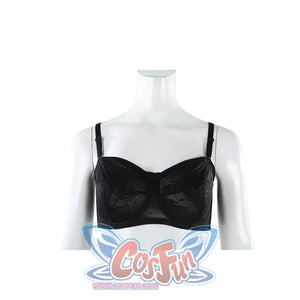 Ida cosplay costume black lace bra top close-up on mannequin, part of the included undergarment set