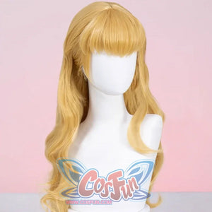 Side angle of Game Rivals Magik Illyana wig, highlighting volume and soft golden waves