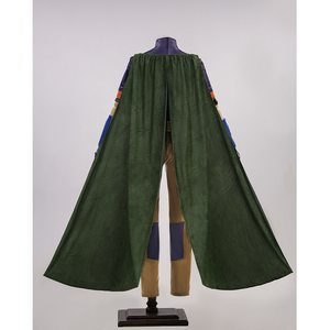 JOJO Bizarre Adventure Gyro Zeppeli Cosplay Costume, dark green slit long cloak, back view.