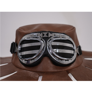JOJO Bizarre Adventure Gyro Zeppeli Cosplay Costume, brown PU leather with a sliver metallic glasses.