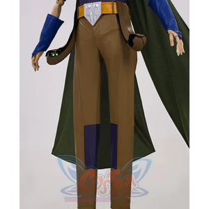 JOJO Bizarre Adventure Gyro Zeppeli Cosplay Costume, brown pants with a dark blue patch inside of the knee.