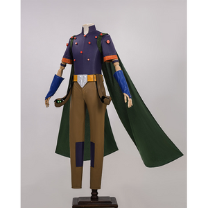 JOJO Bizarre Adventure Gyro Zeppeli Cosplay Costume, purple, brown and dark green outfit, right side view.