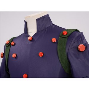 JOJO Bizarre Adventure Gyro Zeppeli Cosplay Costume, both the top and the cloak straps are decorated with orange buttons.