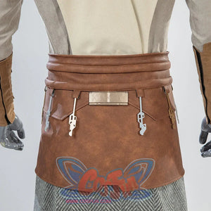 Jedi Temple Guard cosplay belt back detail showing straps and metallic accessory attachments