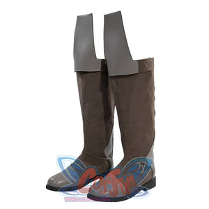 Jedi Temple Guard cosplay boot in gray, side view showing full height and design