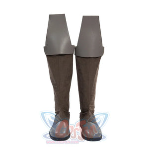 Jedi Temple Guard cosplay boots in gray, rear view showing the top cuff and back detail