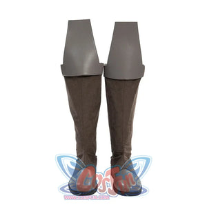 Jedi Temple Guard cosplay boots in gray, rear view showing the top cuff and back detail